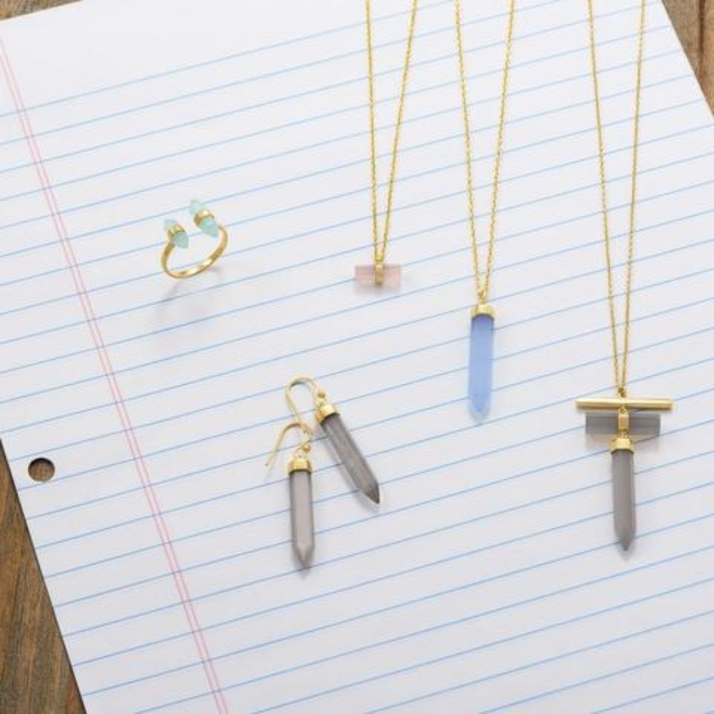 14 Karat Gold Plated Spike Pencil Cut Aqua Chalced - Picture 3 of 3